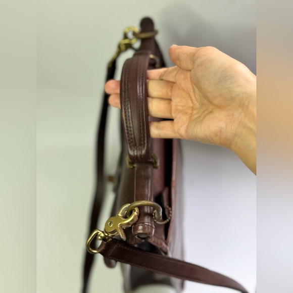 Vintage Coach Mahogany Brown Leather Willis Turnlock Shoulder Crossbody Bag 9927 - Picture 6 of 16